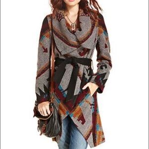 American Rag Long Tribal Aztec WoolBlend Wrap Coat